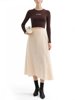Jil Sander - Brown Logo Round Neck Top