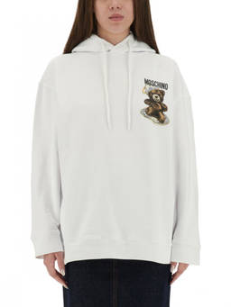 Moschino - White Graphic Logo Hood Sweatshirt (XS)
