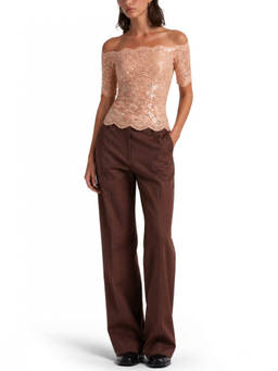 RABANNE - Pink Embellished Off Shoulder Top