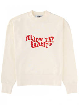 MSGM - White Graphic Crew Neck Sweatshirt