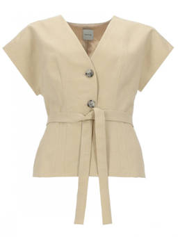 Paul Smith - Beige Solid V Neck Top