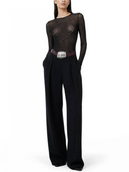 Jean Paul Gaultier - Black Transparent Boat Neck Top (L)