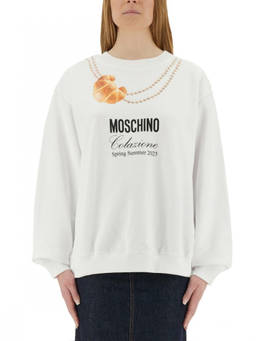 Moschino - White Graphic Crew Neck Sweatshirt