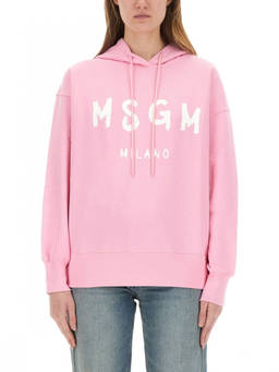 MSGM - Pink Logo Hood Sweatshirt (XS)