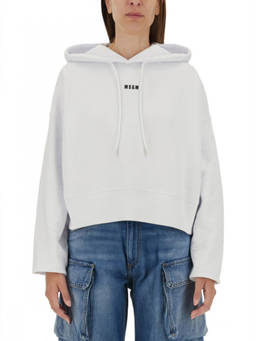 MSGM - White Logo Hood Sweatshirt