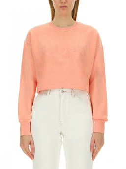 BALMAIN - Pink Logo Crew Neck Sweatshirt