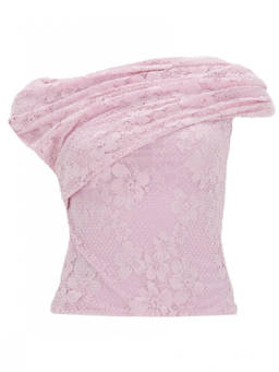 self-portrait - Pink Lace Off Shoulder Top