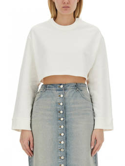 Courreges - White Solid Crew Neck Sweatshirt