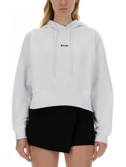 MSGM - White Logo Hood Sweatshirt (XS)