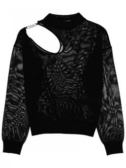 Circus Hotel - Black Solid Crew Neck Top