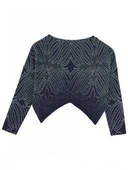 Circus Hotel - Navy Blue Abstract Round Neck Top (S)