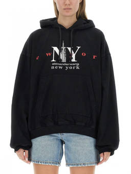 Alexander Wang - Black Logo Hood Sweatshirt
