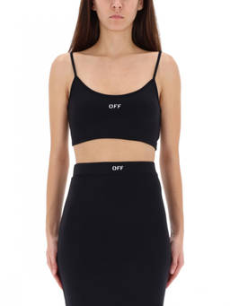 OFF-WHITE - Black Logo Scoop Neck Top