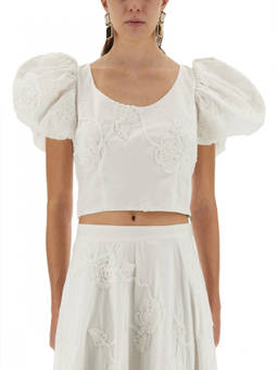Rotate Birger Christensen - White Embroidered Scoop Neck Top