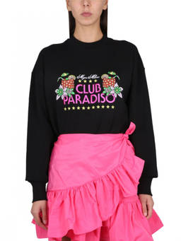 MSGM - Black Graphic Crew Neck Sweatshirt (M)