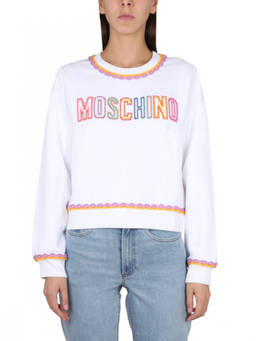 Moschino - White Embroidered Crew Neck Sweatshirt