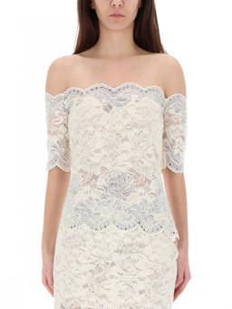 RABANNE - White Lace Off Shoulder Top (M)