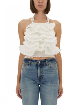 The Garment - White Embellished Halter Neck Top