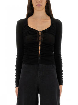 self-portrait - Black Solid Scoop Neck Top
