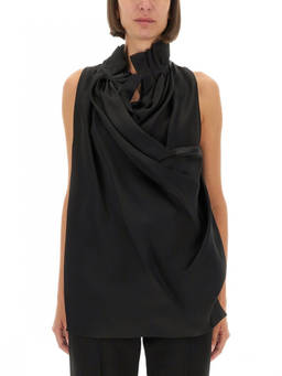 KHAITE - Black Solid Mock Collar Top