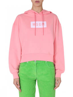 MSGM - Pink Logo Hood Sweatshirt (L)
