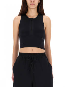 Y-3 - Black Solid Round Neck Top (L)