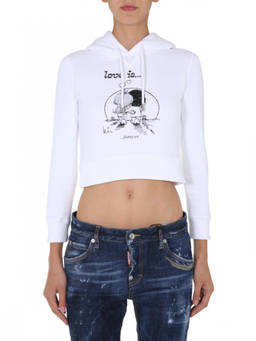 Dsquared2 - White Graphic Hood Sweatshirt (L)