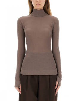 Lemaire - Brown Knitted Turtle Neck Top