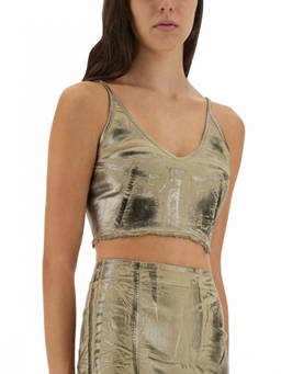 Rick Owens - Beige Solid V Neck Top (S)