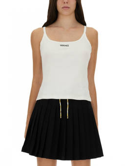 Versace - White Logo Scoop Neck Top