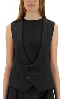 Moschino - Black Solid Shawl Neck Top