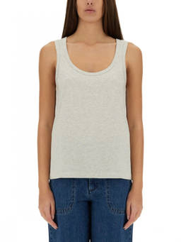 A.P.C. - Grey Solid Scoop Neck Top