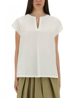 Aspesi - White Solid V Neck Top