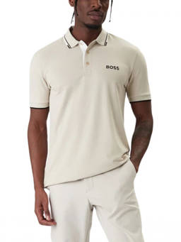 Boss - Beige Logo Shirt Collar Polo T-Shirt (XL)