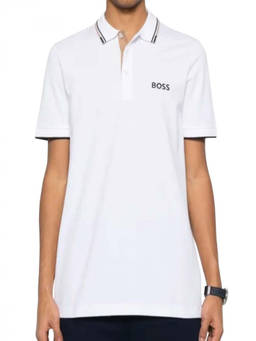 Boss - White Logo Shirt Collar Polo T-Shirt