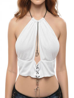 Dsquared2 - White Textured Halter Neck Top
