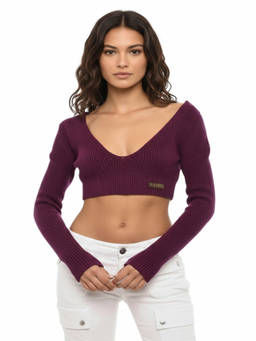 Dsquared2 - Purple Knitted V Neck Top (XS)
