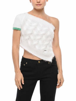 Dsquared2 - White Textured One Shoulder Crop Top