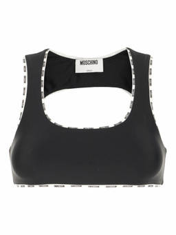 Moschino - Black Logo Scoop Neck Top