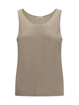 Brunello Cucinelli - Beige Solid Round Neck Tank Top