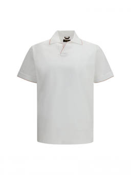 Moorer - White Shirt Collar Polo T-Shirt (M)