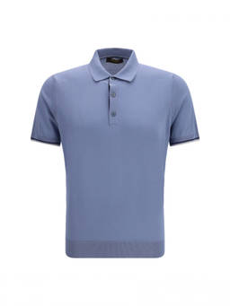 Moorer - Blue Solid Regular Polo T-Shirt