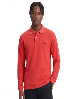Woolrich - Red Full Sleeves Logo Polo T-Shirt
