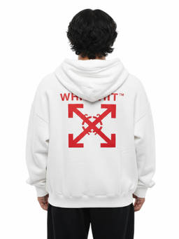 OFF-WHITE - White Oversized Logo Hoodie