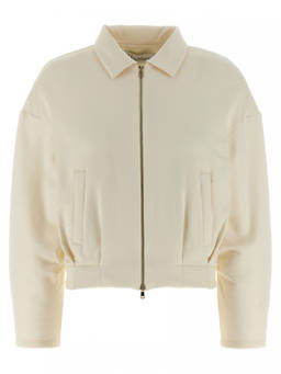 Max Mara - White Zip-Up Collar Sweatshirt