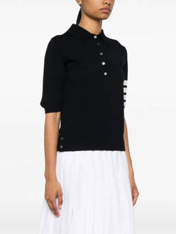 Thom Browne - Navy Blue Fine-Knit Polo Top (S)