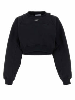 OFF-WHITE - Black Cropped Sweatshirt