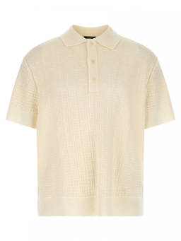 BALMAIN - White Monogram Jacquard Polo T-Shirt