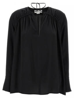 Victoria Beckham - Black Gather Detail Tie Blouse (XXS)