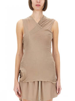 Rick Owens - Beige Solid V Neck Top (XS)